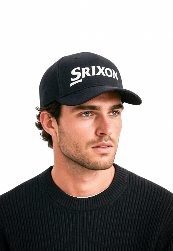 Gorra de béisbol SRIXON en color negro, unisex, ajustable y transpirable, ideal para deporte, golf y uso diario.